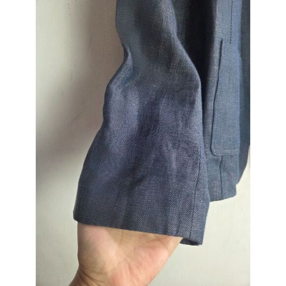 NWOT Talbots Women Blue Grey 100% Linen 1 Button Single Breasted Blazer size 20W - Picture 6 of 9